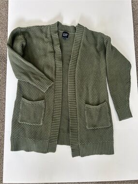 GAP Gray Waffle-Knit Open Cardigan